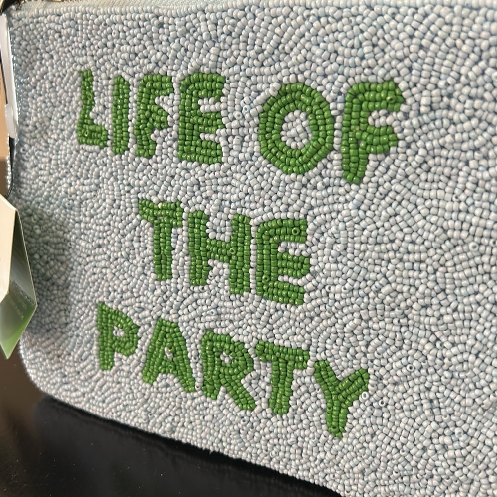 Kate Spade x Target NWT Life of the Party Beaded Clutch Blue/Green Bead Pouch - Picture 8 of 15